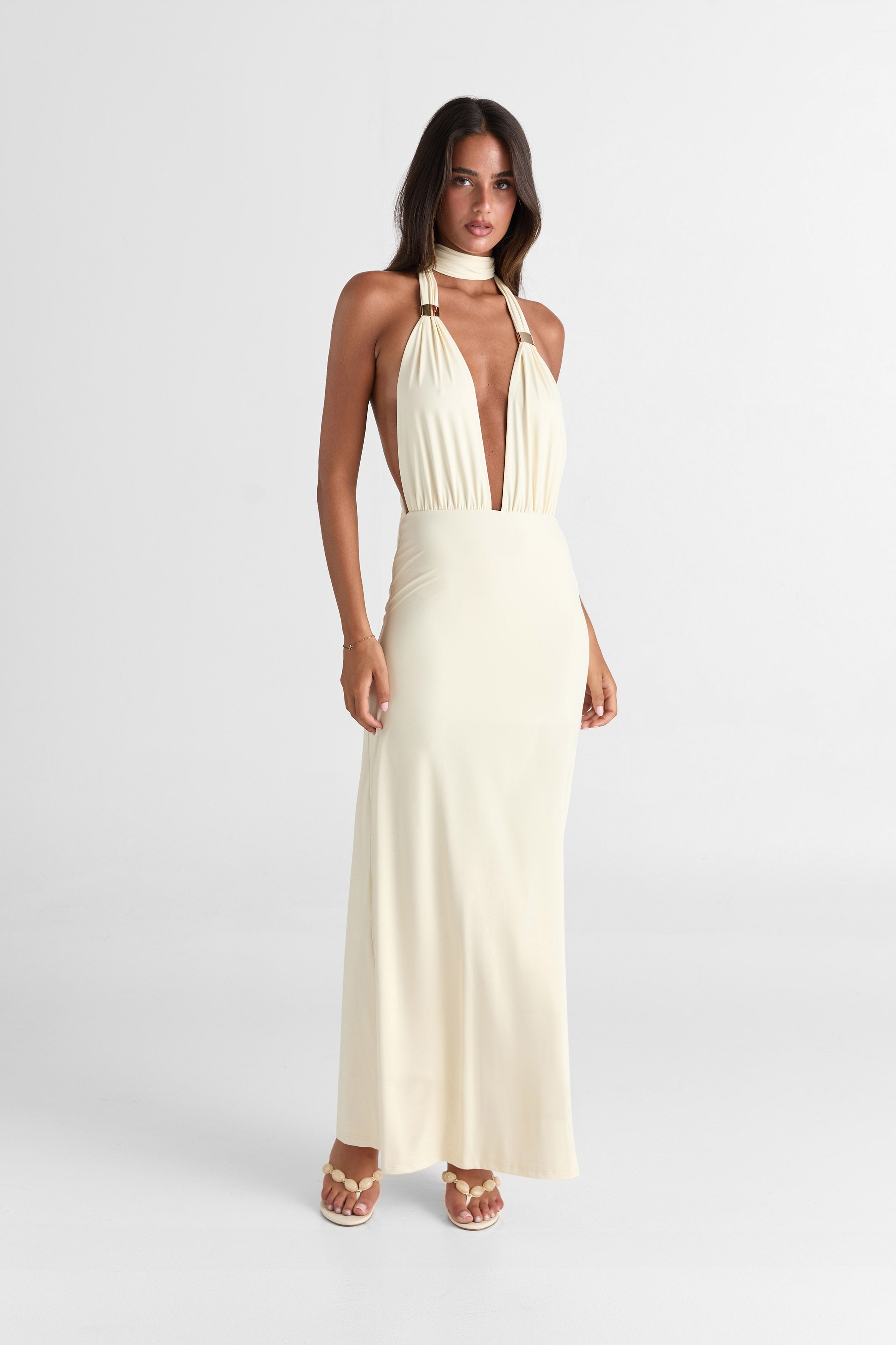 Robe Maxi Mira en Teinte Beurre
