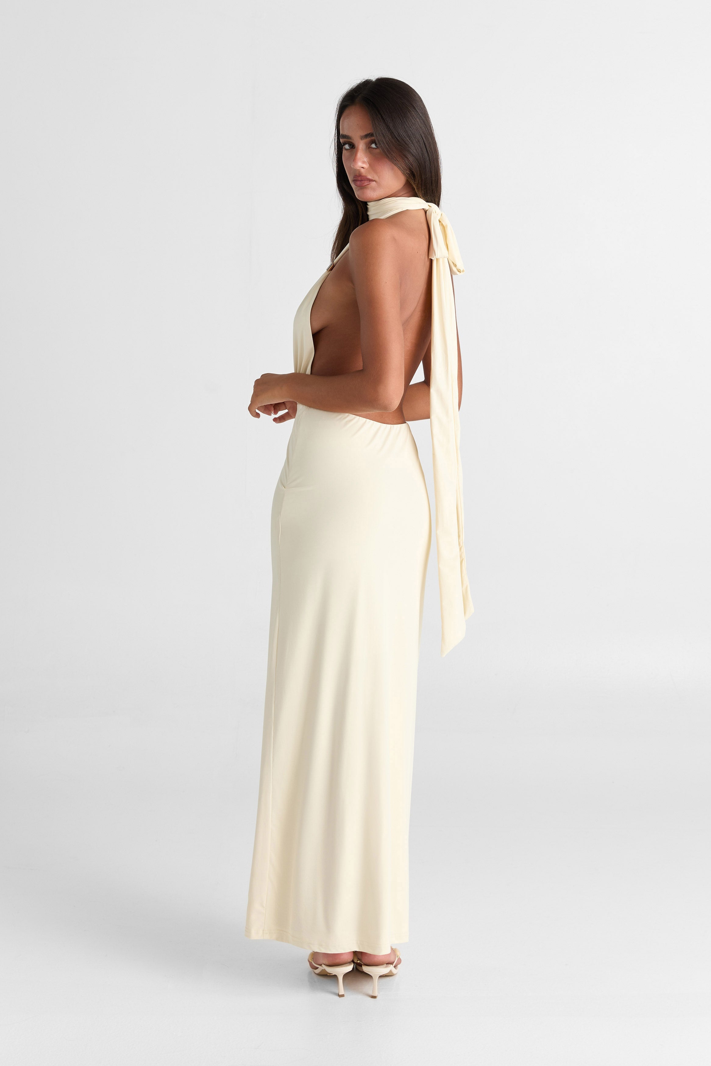 Robe Maxi Mira en Teinte Beurre