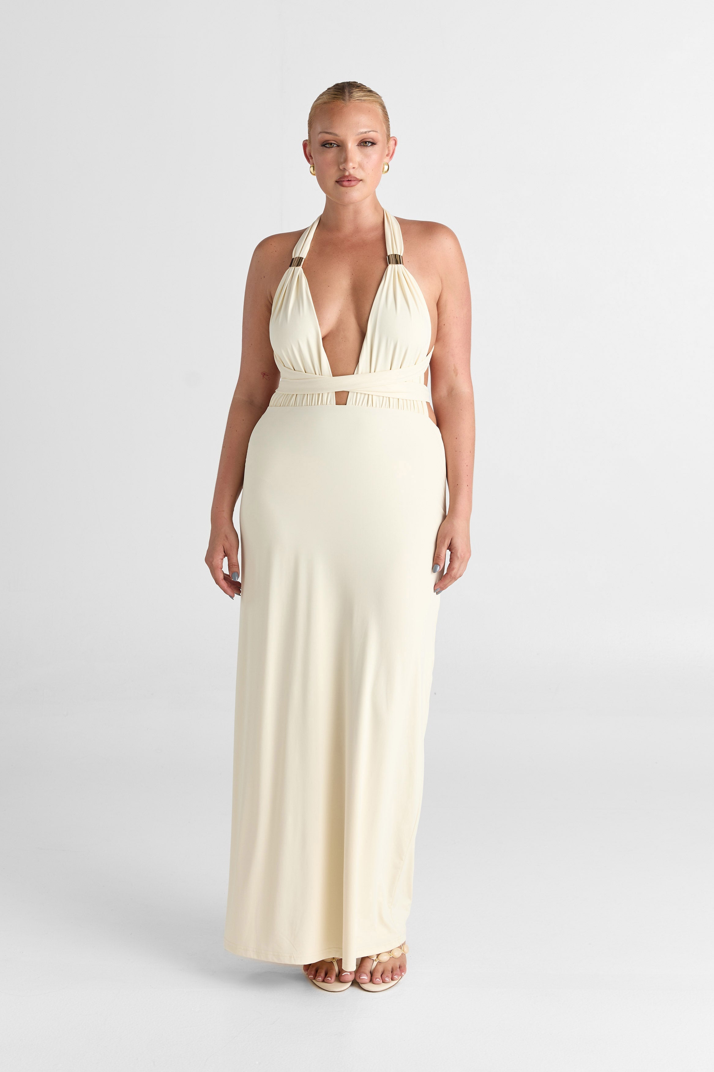 Robe Maxi Mira en Teinte Beurre