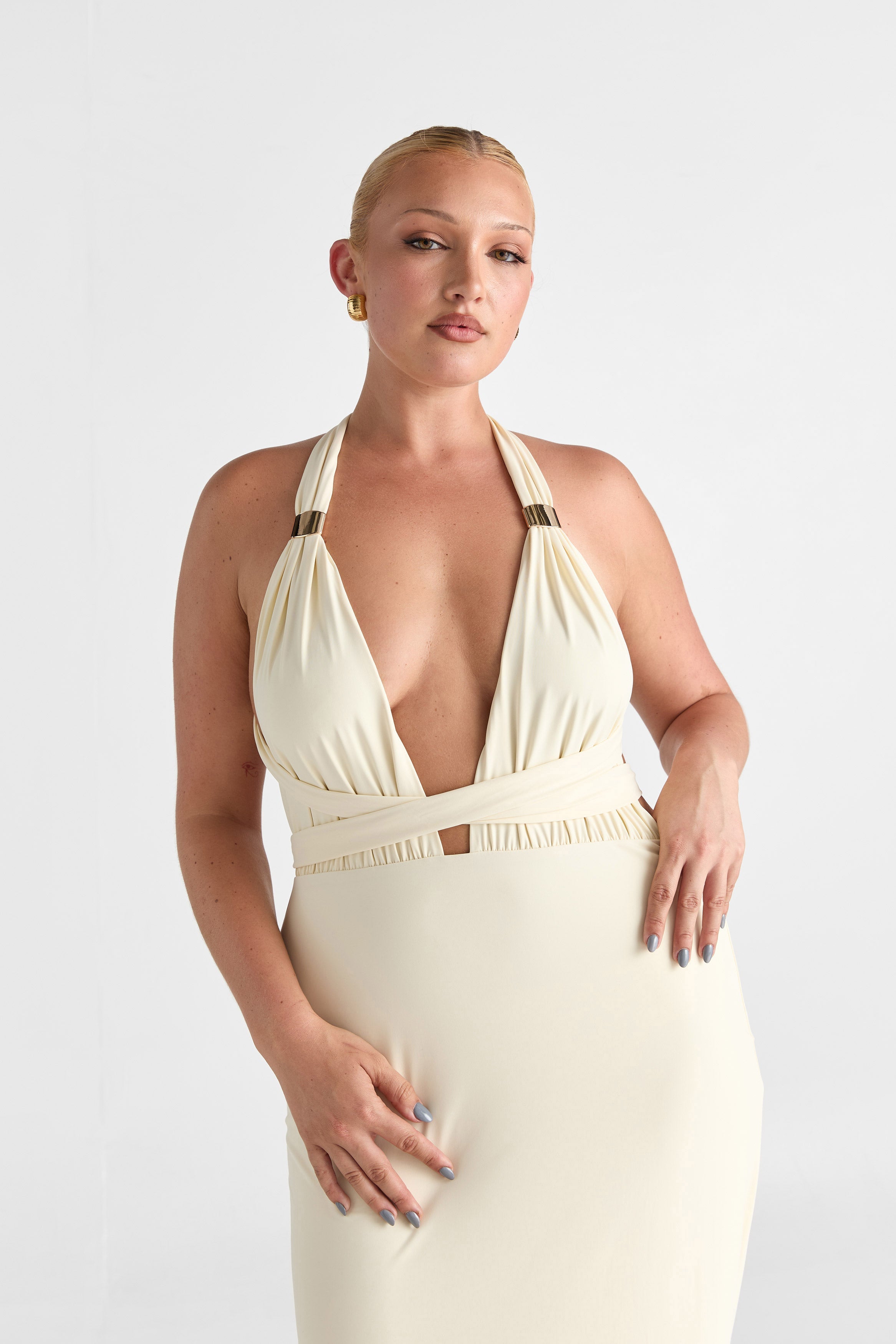 Robe Maxi Mira en Teinte Beurre