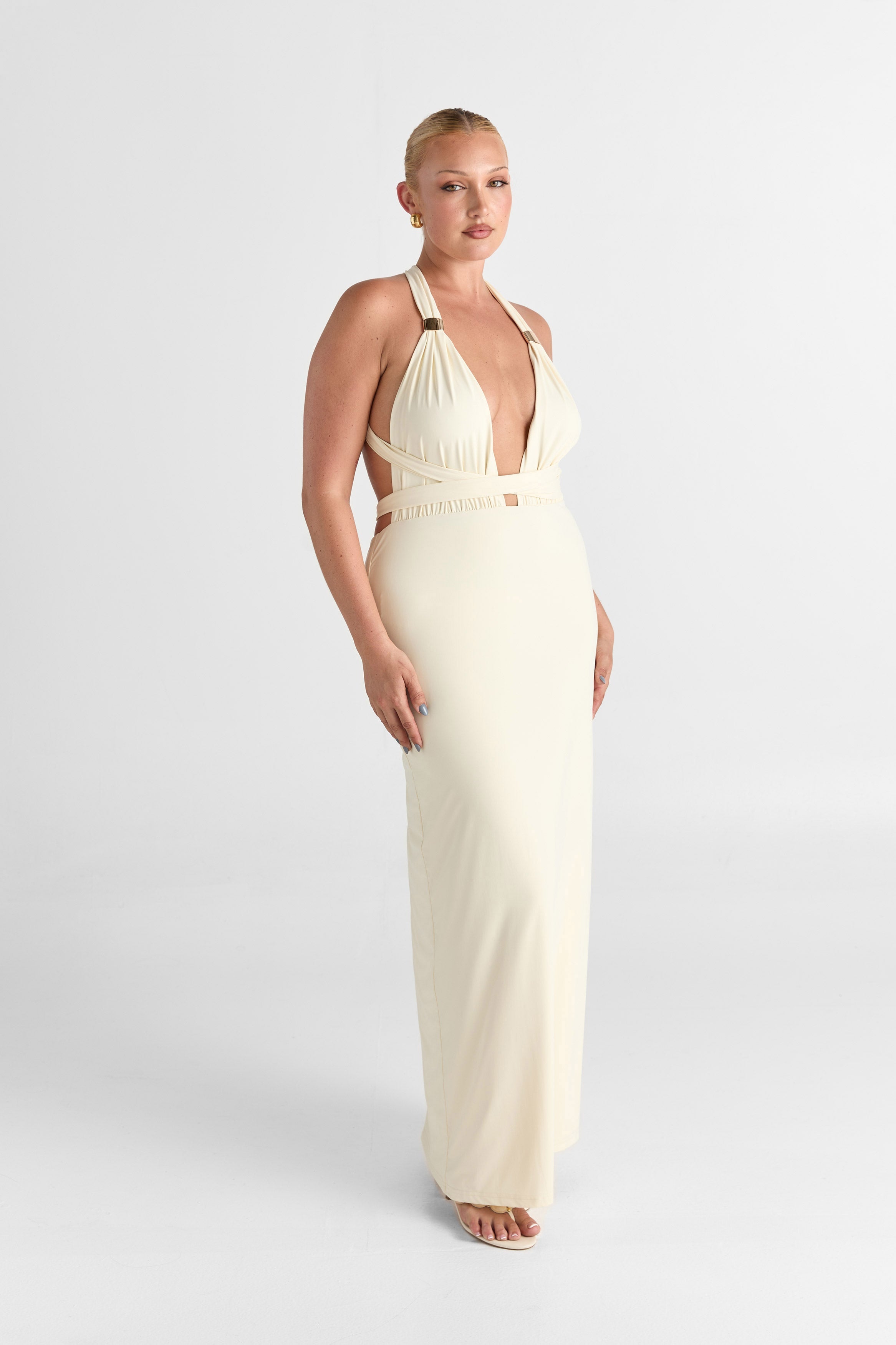 Robe Maxi Mira en Teinte Beurre