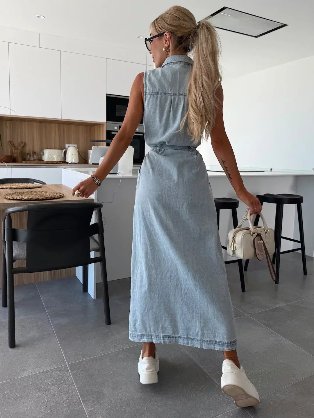 Hanna | Robe en jean longue sans manches