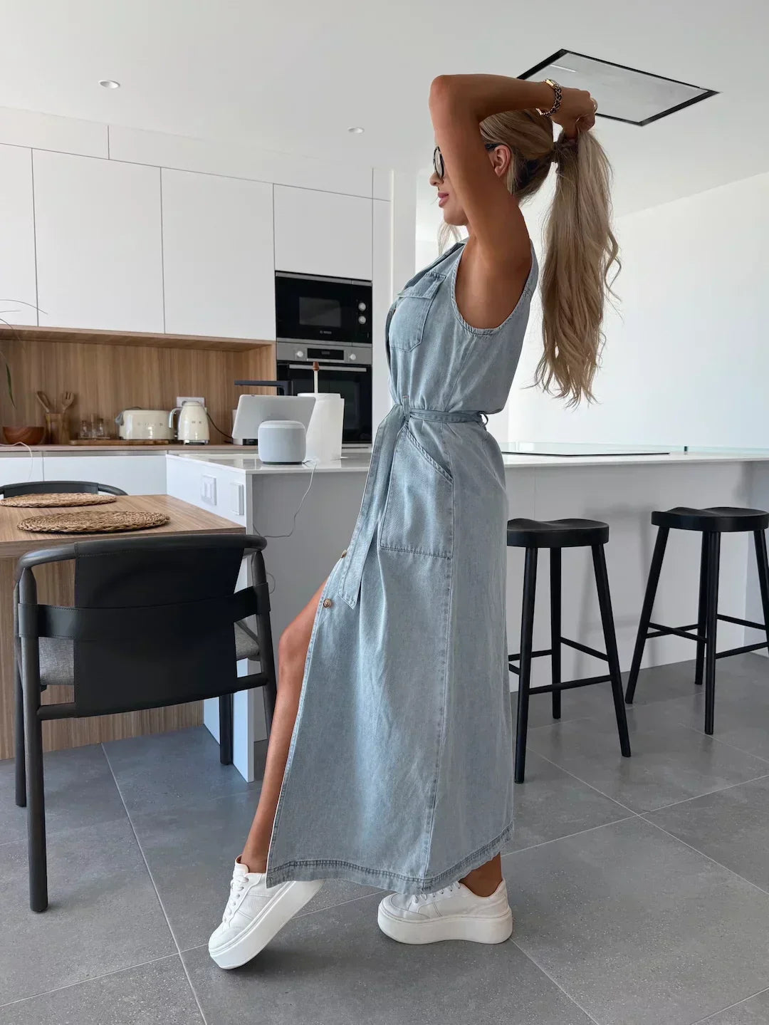 Hanna | Robe en jean longue sans manches