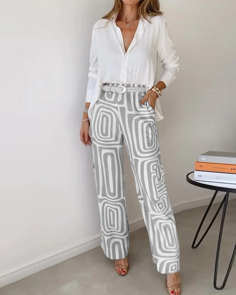 Kammay | Pantalon élégant avec blouse et ceinture gratuites