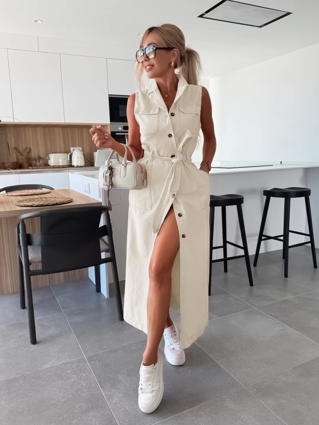 Hanna | Robe en jean longue sans manches