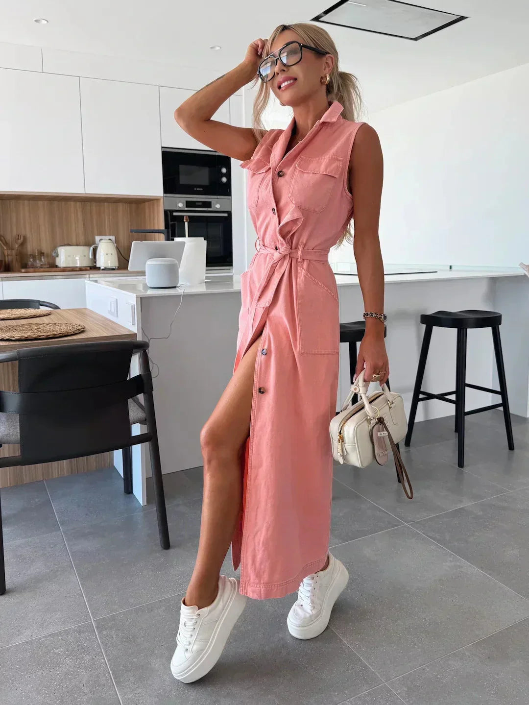 Hanna | Robe en jean longue sans manches