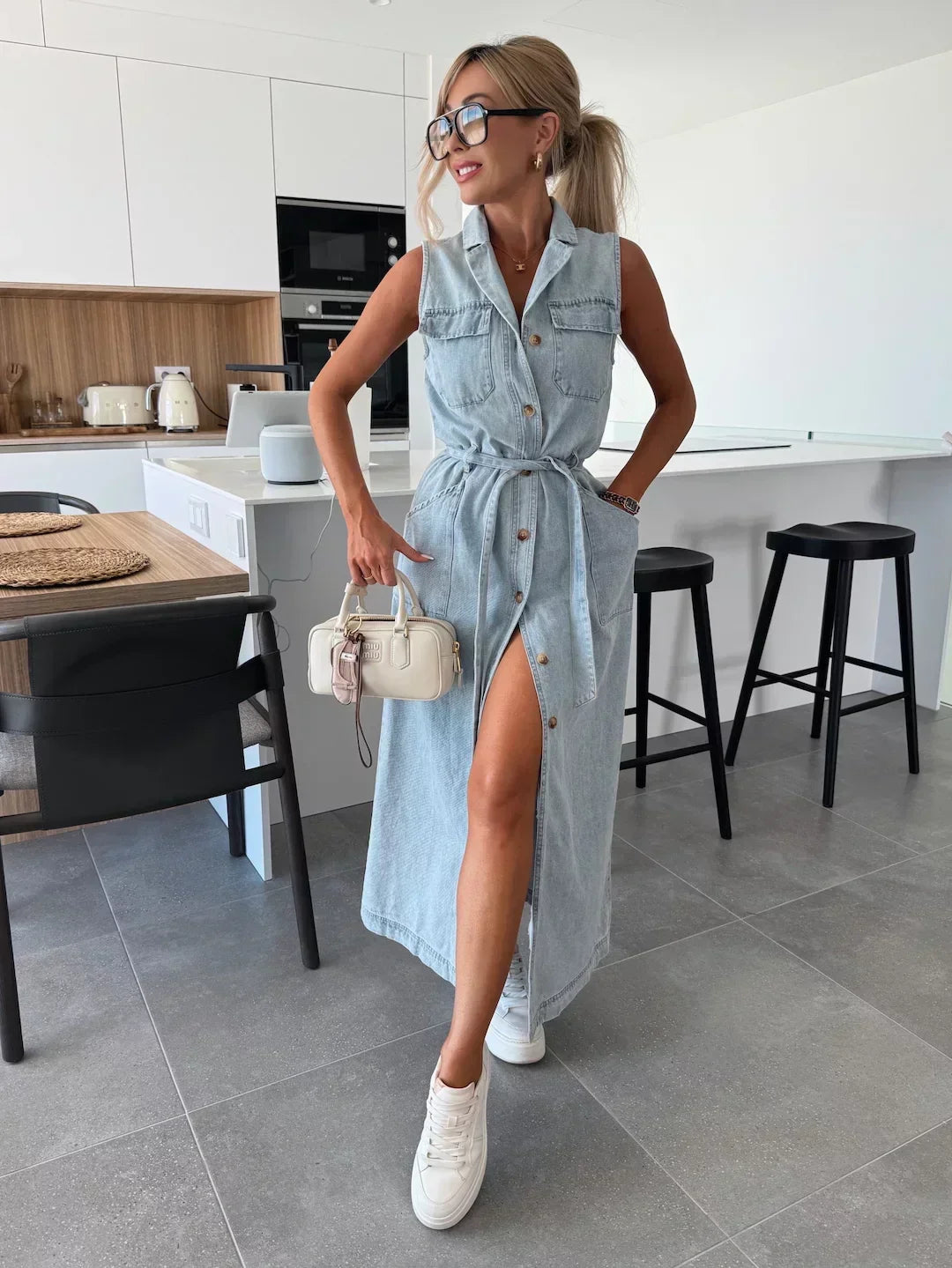 Hanna | Robe en jean longue sans manches