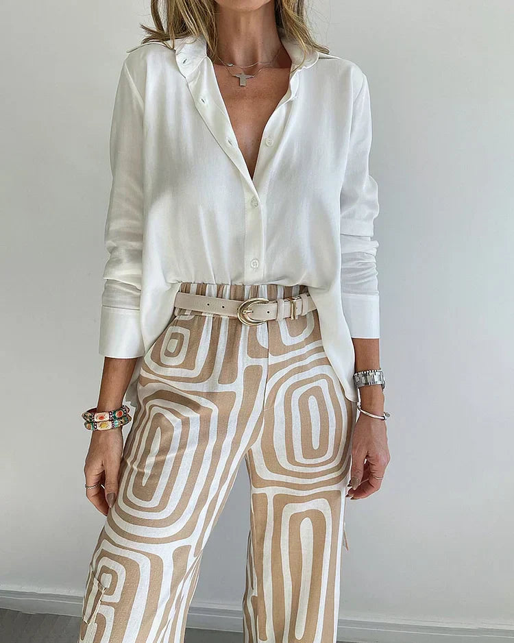 Kammay | Pantalon élégant avec blouse et ceinture gratuites